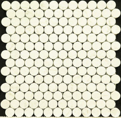 Bianco Carrara Polished Penny Round 1" Mosaic (BAY0043)