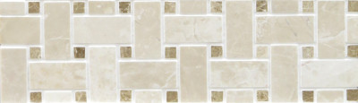 Botticino Marble Mosaic Polished BW Light Emperador Dot 1" x 2" (SFD078)
