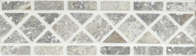 Silver Travertine Classic Border With Silver Tumbled 4" x 12" (SFD141)