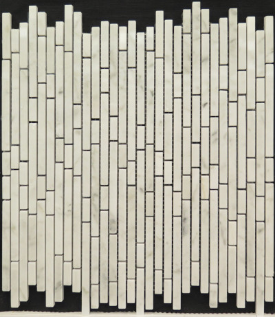Bianco Carrara Polished Random Strip (8mm) Mosaic 12" x 12" (BAY0034)