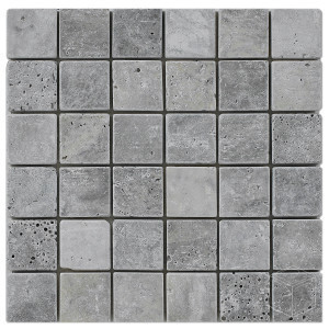 Silver Travertine Tumbled 2" x 2" Mosaic (BAY0088)