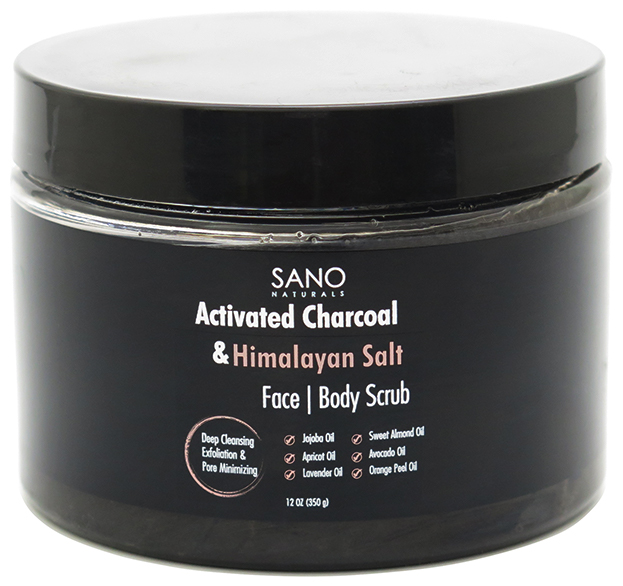 Sano Naturals Activated Charcoal & Himalayan Salt Face/Body Scrub 12 oz