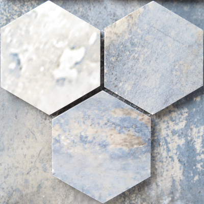 Porcelain Mosaic Blue Diamond Glossy Hexagon 2" (SFD043)