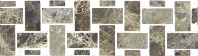 Dark Emperador Marble Mosaic Polished BW Crema Dot 1" x 2" (SFD071)