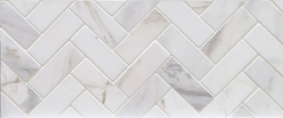 Volakas Marble Mosaic Polished Herringbone 1" x 2.5" (SFD098)