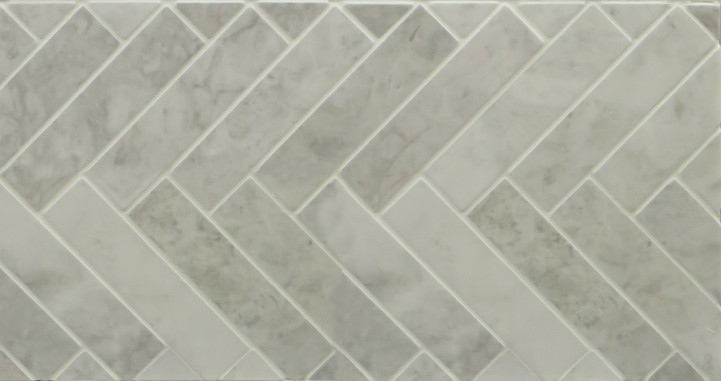 Alicha White Mosaic Polished Herringbone 1" x 4" (SFD164)